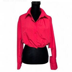LIVE  4 TRUTH  Vibrant RED Button-Up Collared Long Sleeves Blouse NWT